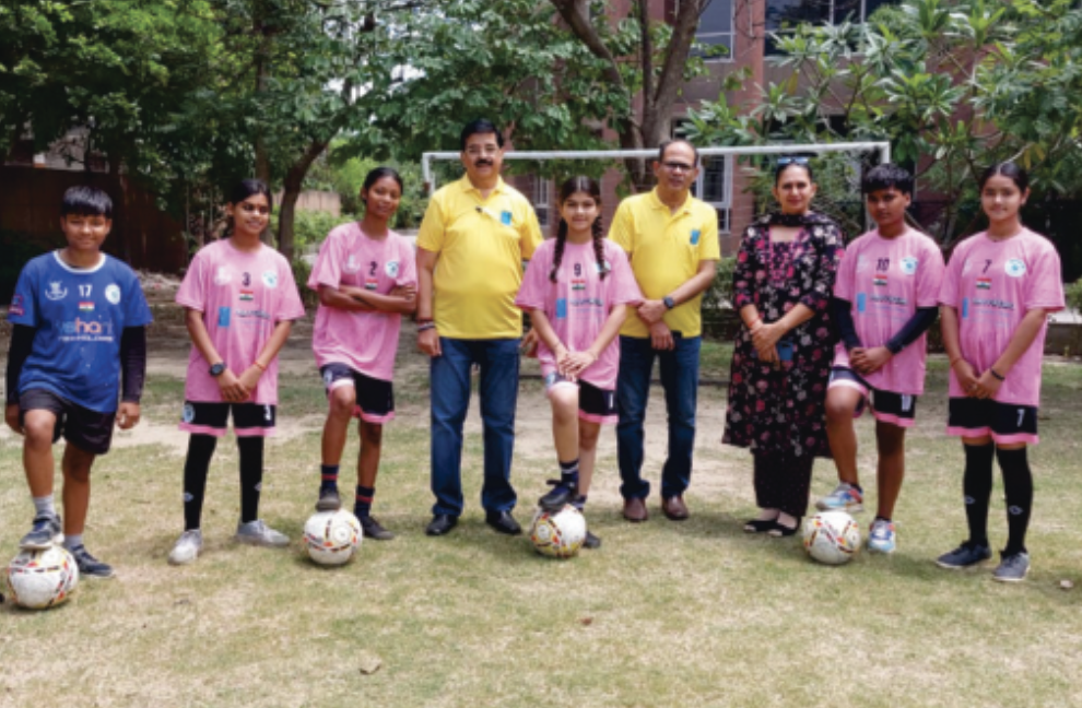 Girls football training